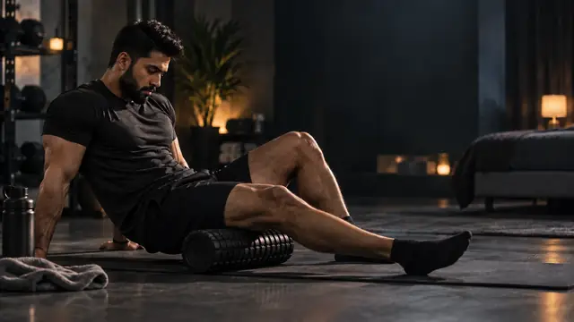 Athlete using a foam roller