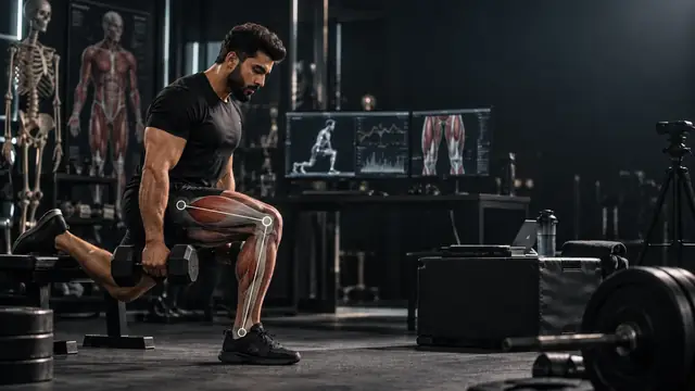 Athlete with muscle anatomy overlays