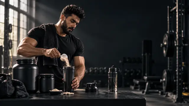 Athlete measuring a supplement