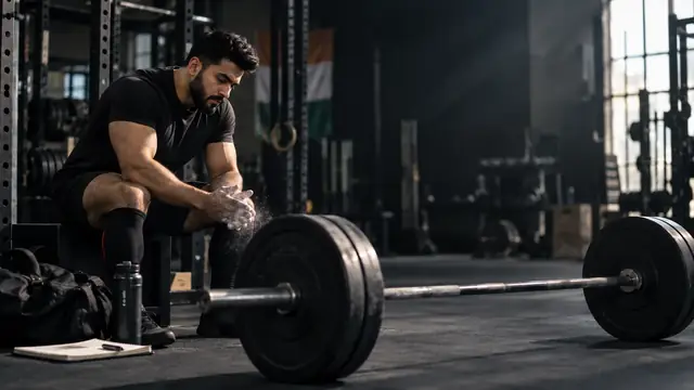 Athlete preparing for a heavy barbell set
